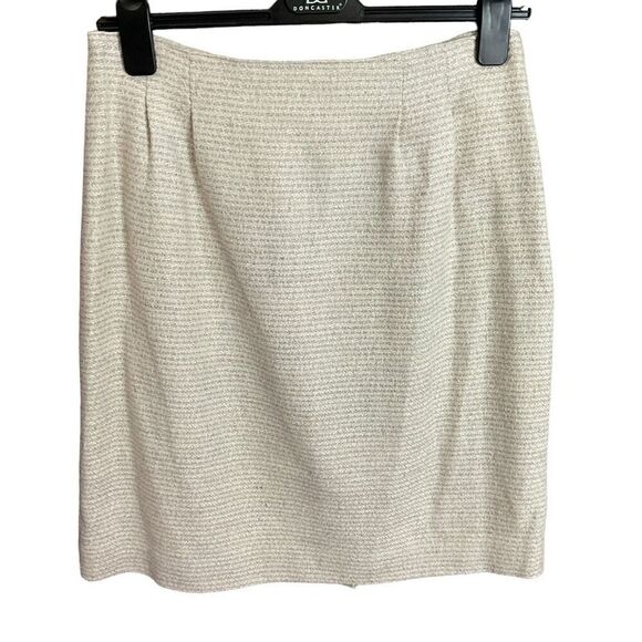 Westbrook Skirt All Silk Zipper Button Back Cream Pink Blue Pastel Weave Size 14 - Picture 1 of 8